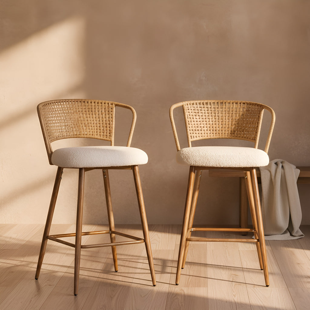 Bergljot Rattan Counter Stool (Set of 2)