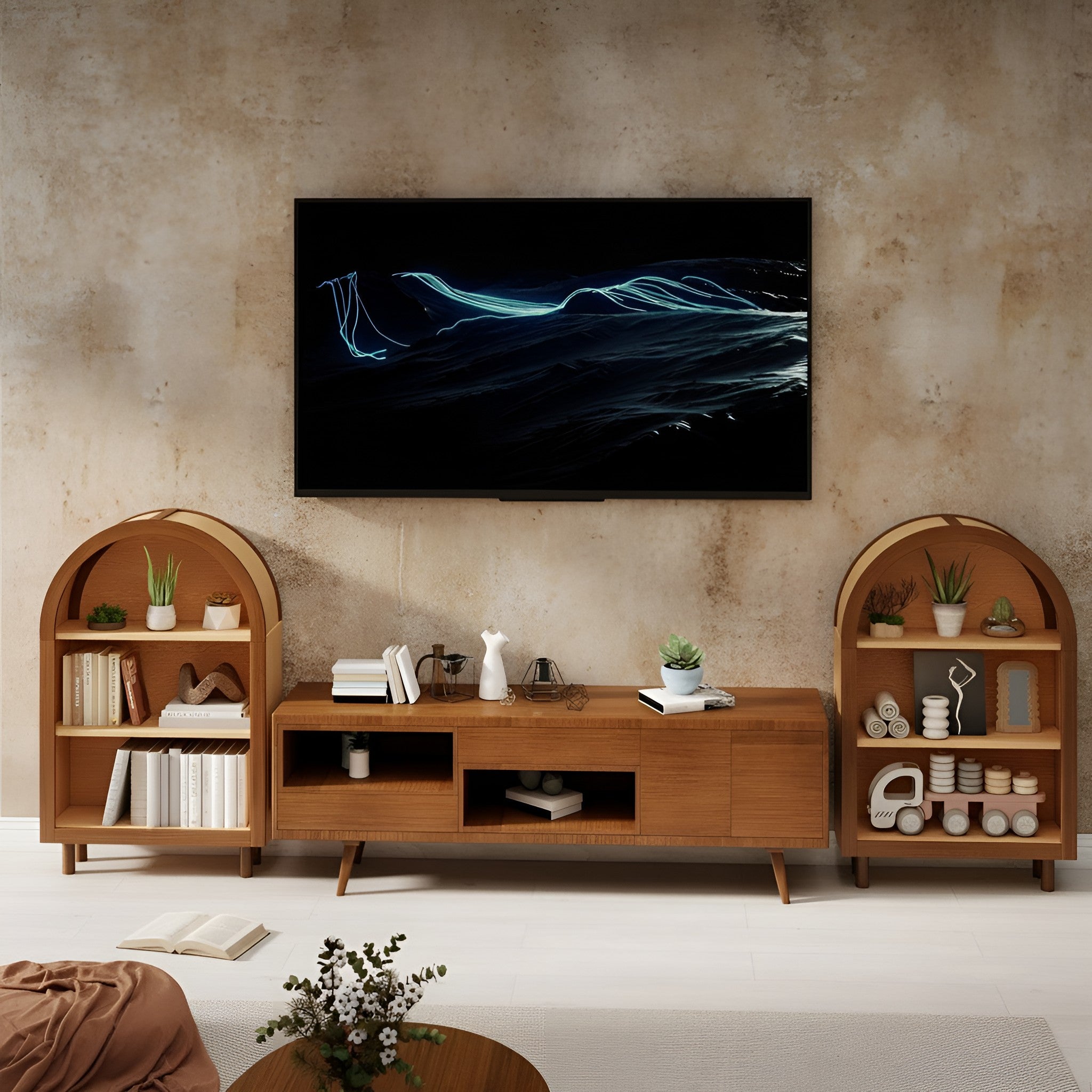 Frans Arched Walnut Bookshelf