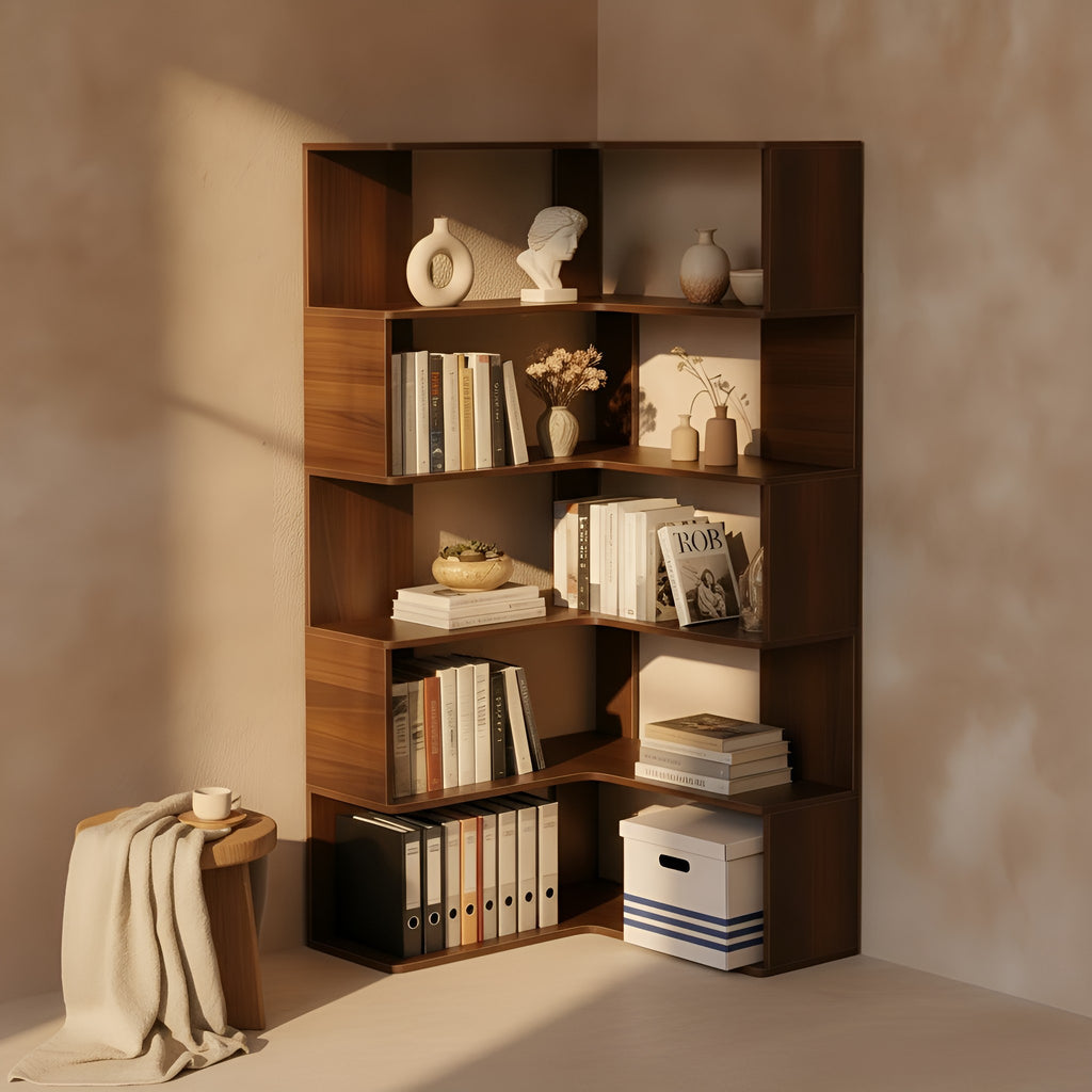 Maja Corner Walnut Bookshelf