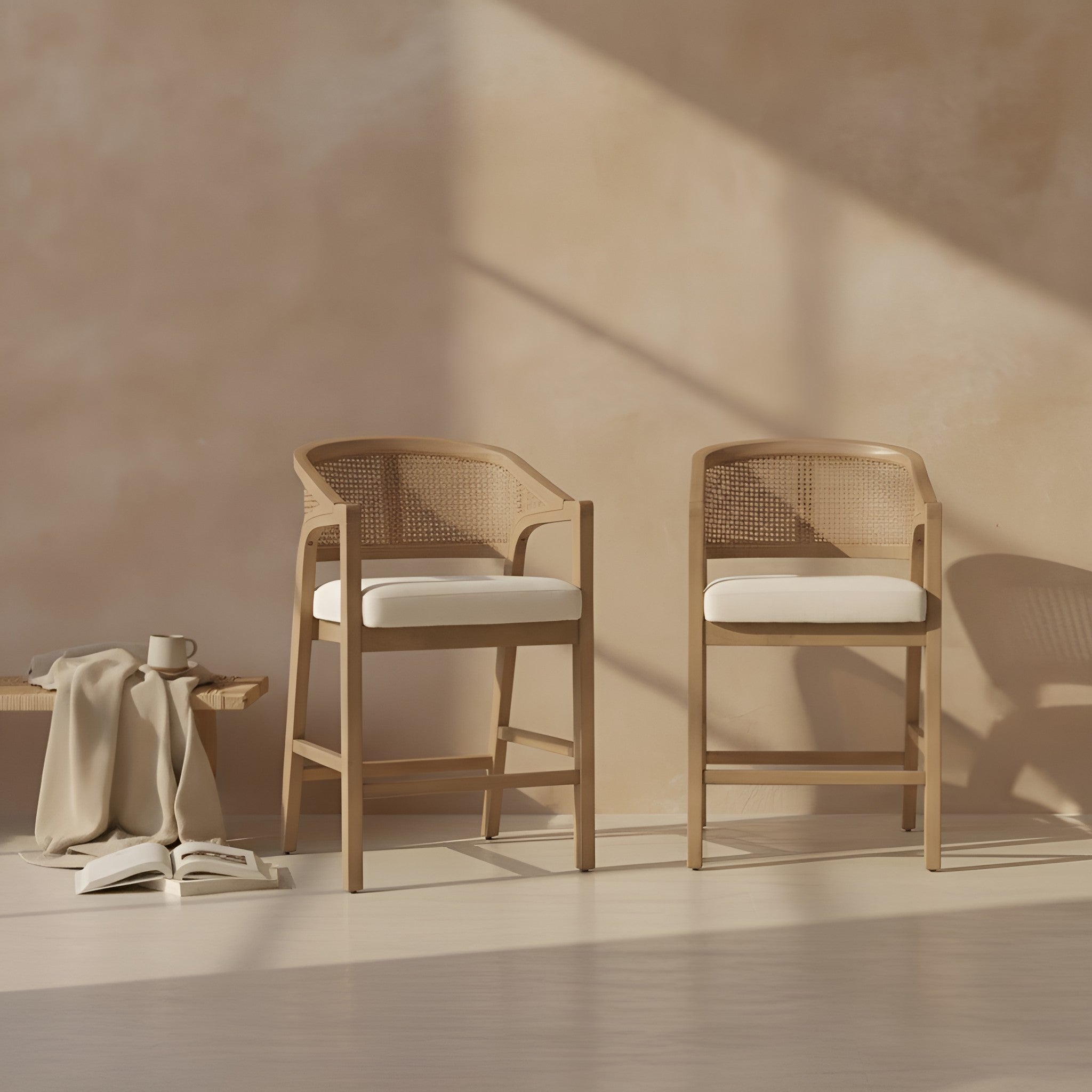 Freydis Rattan Counter Stool (Set of 2)