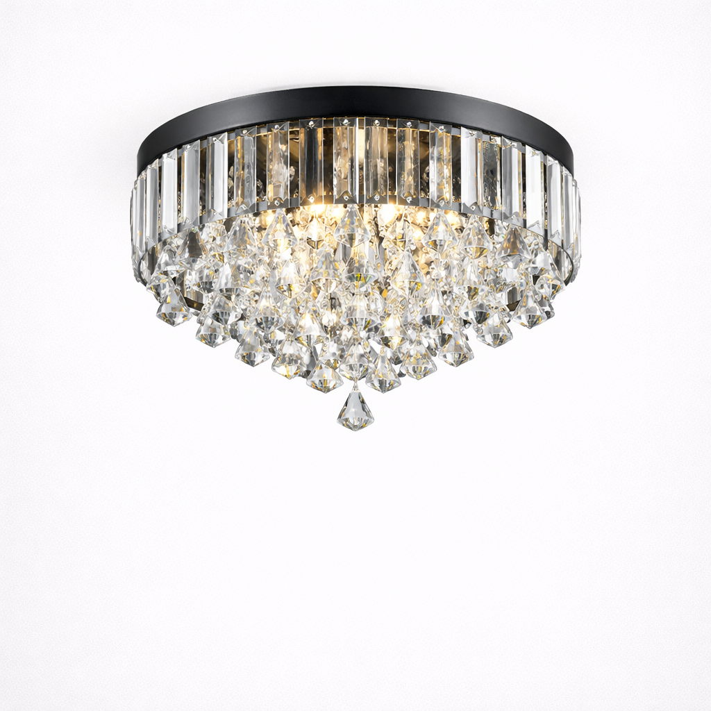 Moderne opbygget loftlampe med krystalfinish