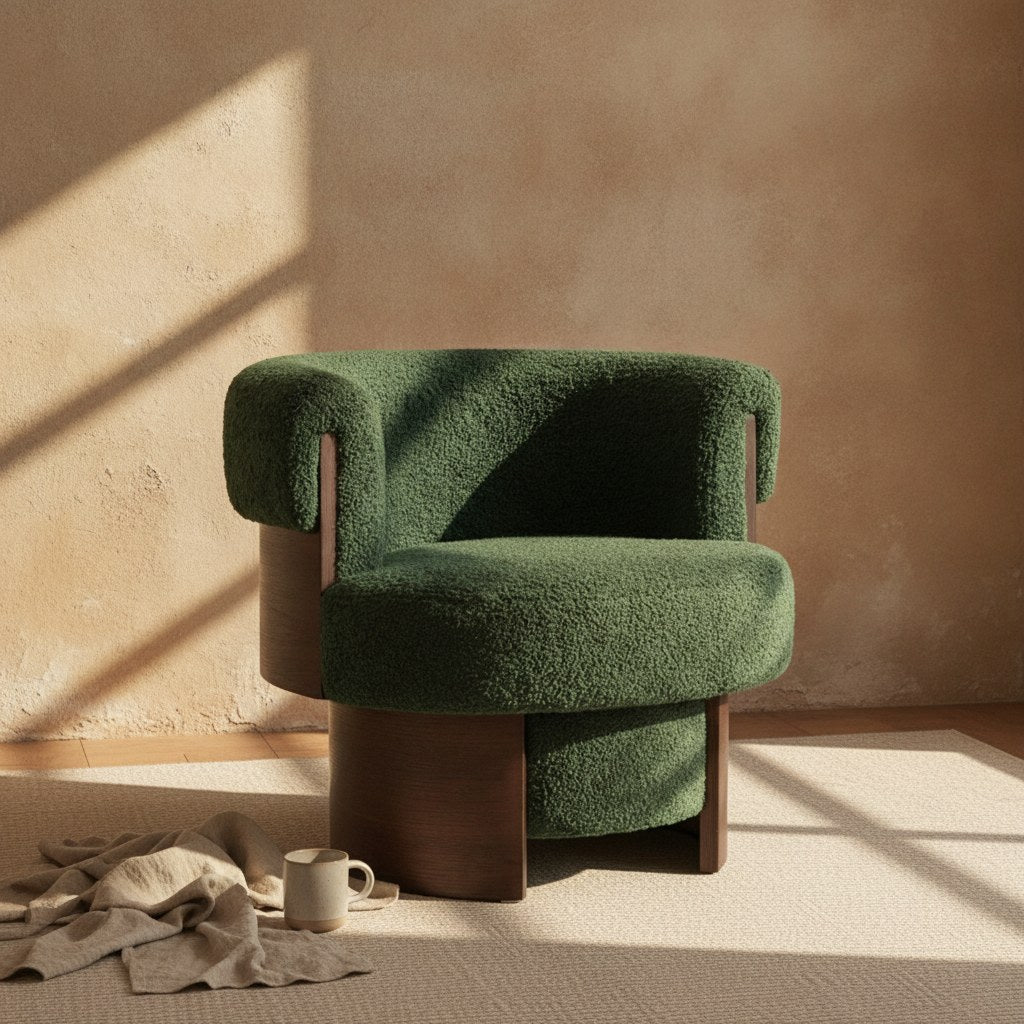 Njord Curved Boucle Accent Chair