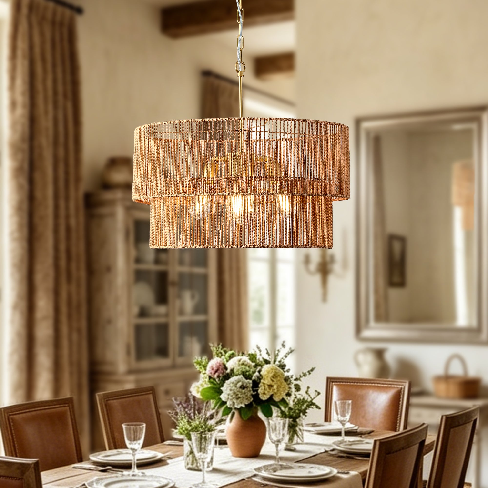 Runev Rattan Chandelier