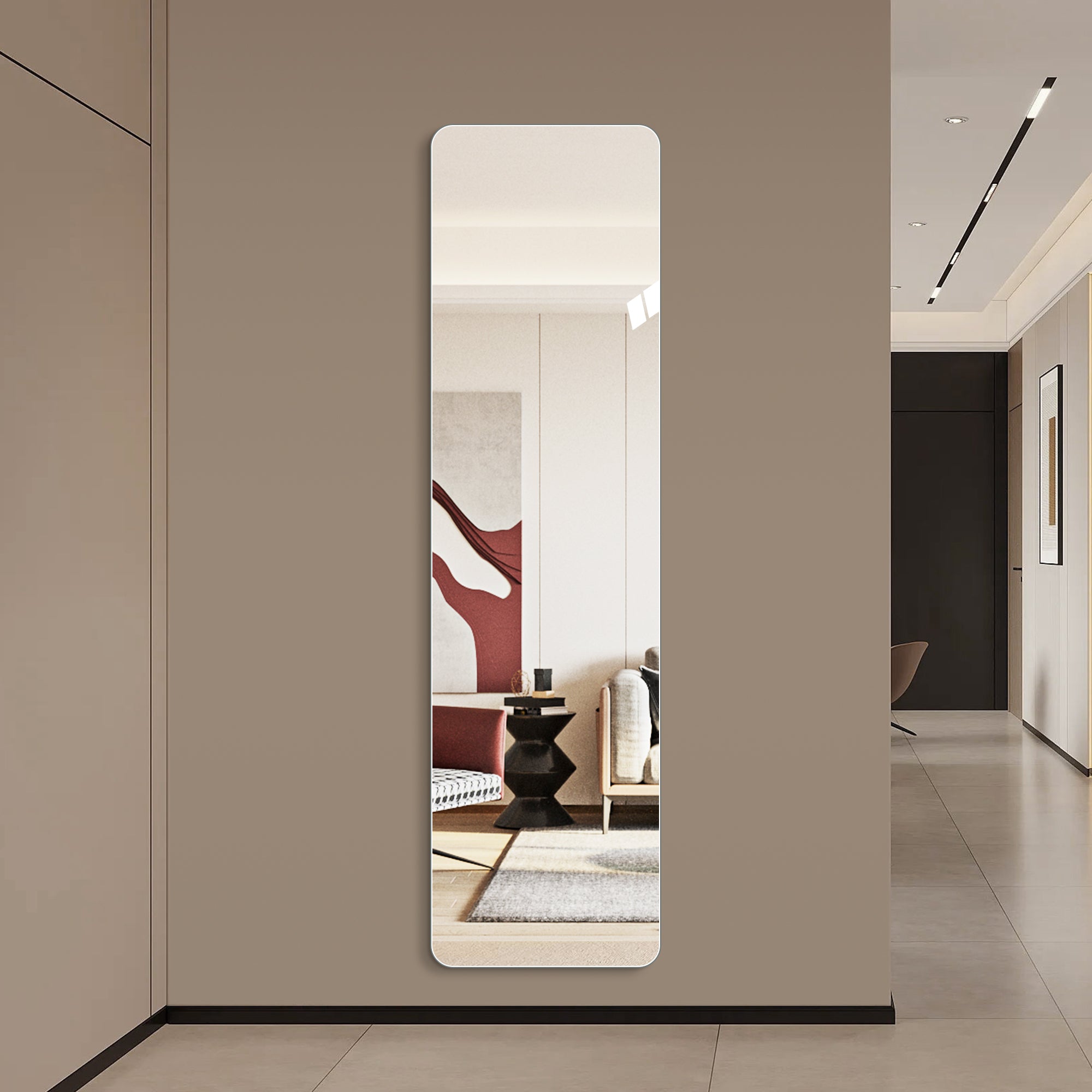 Maren Round Oak Floor Mirror