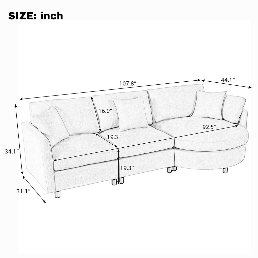 Anselm 3-Piece Curved Sectional Sofa
