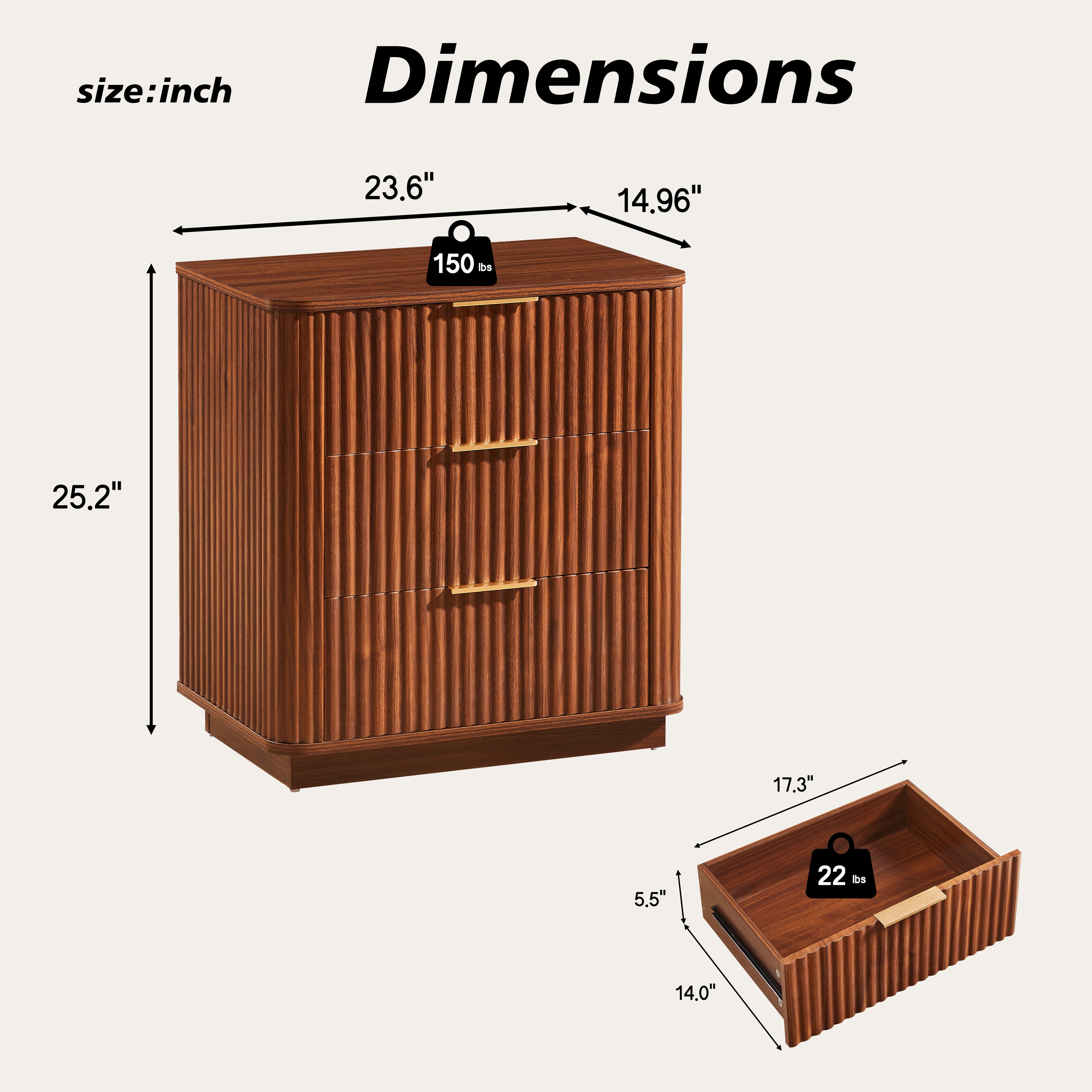 Idun Curved Walnut Nightstand