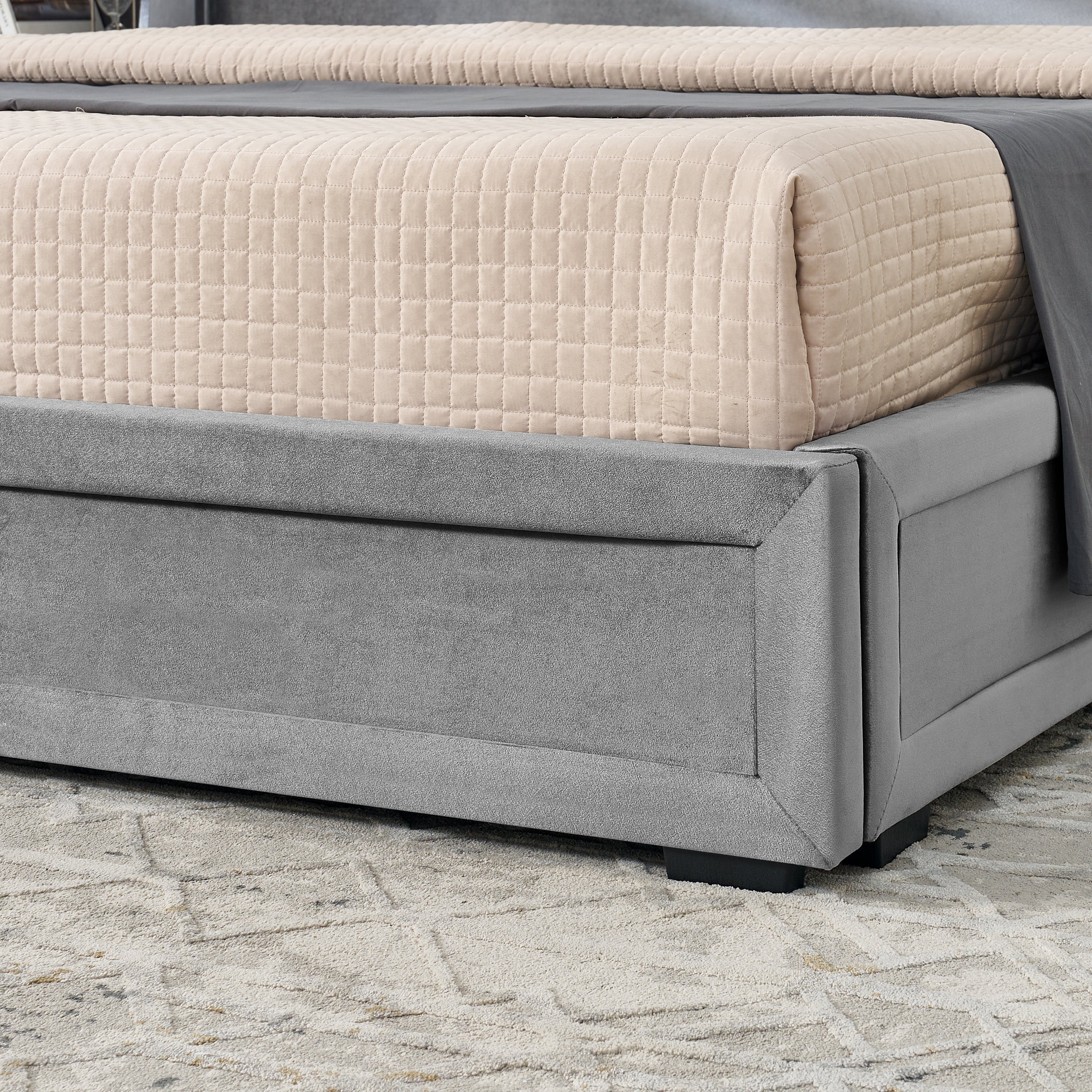 Bodil Velvet King Platform Bed Frame