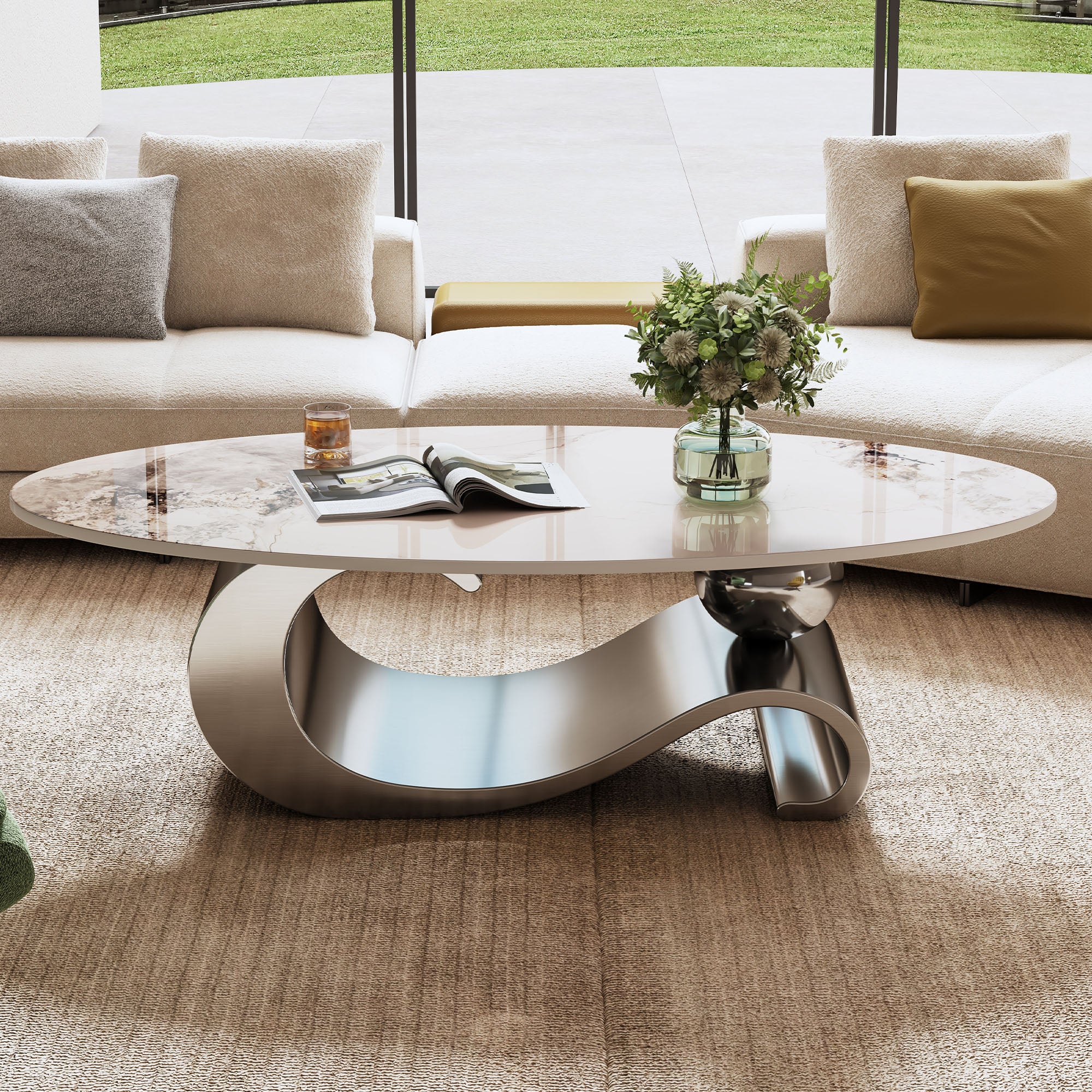 Lauge Oval Marble Coffee Table