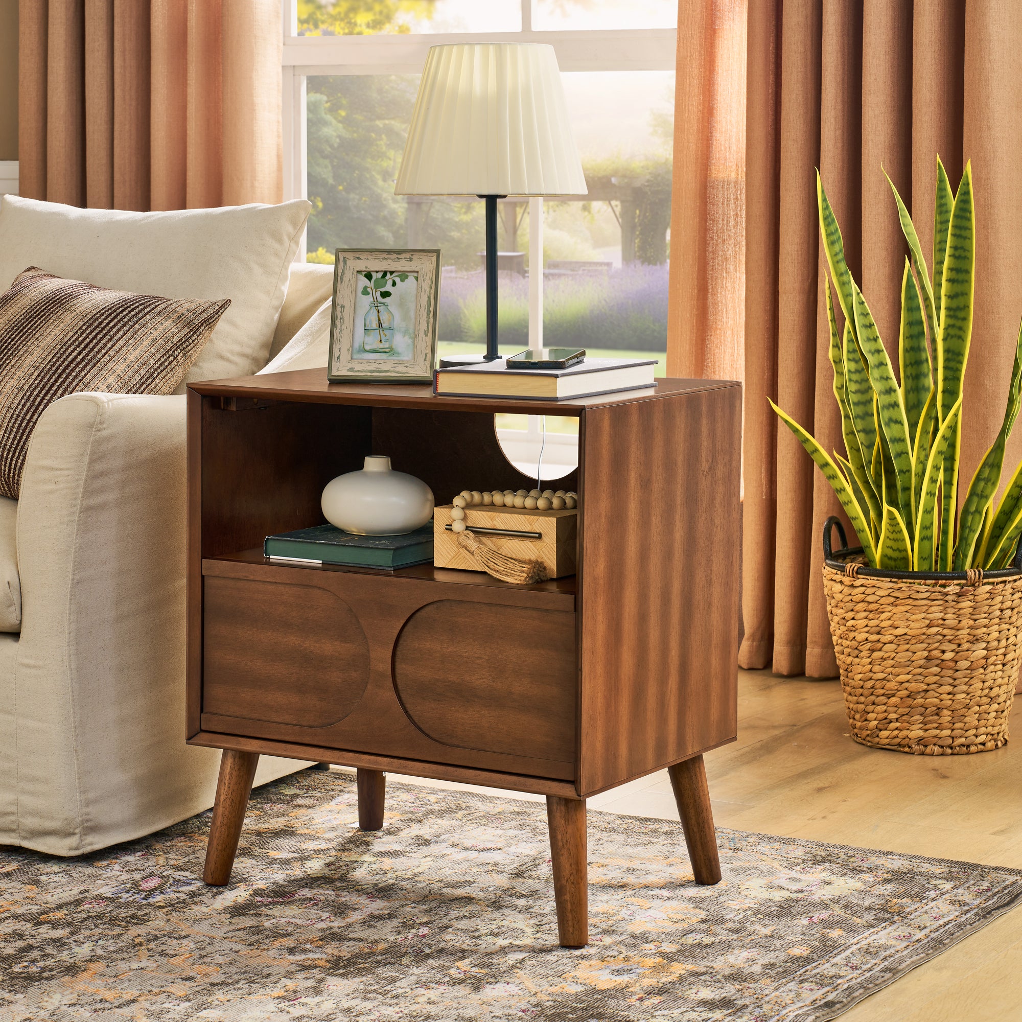 Hedda Fluted Walnut Nightstand