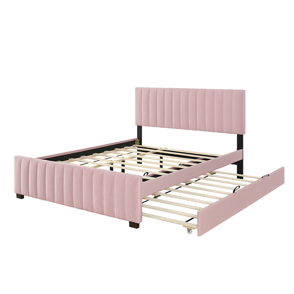 Vera Velvet Queen Platform Bed Frame