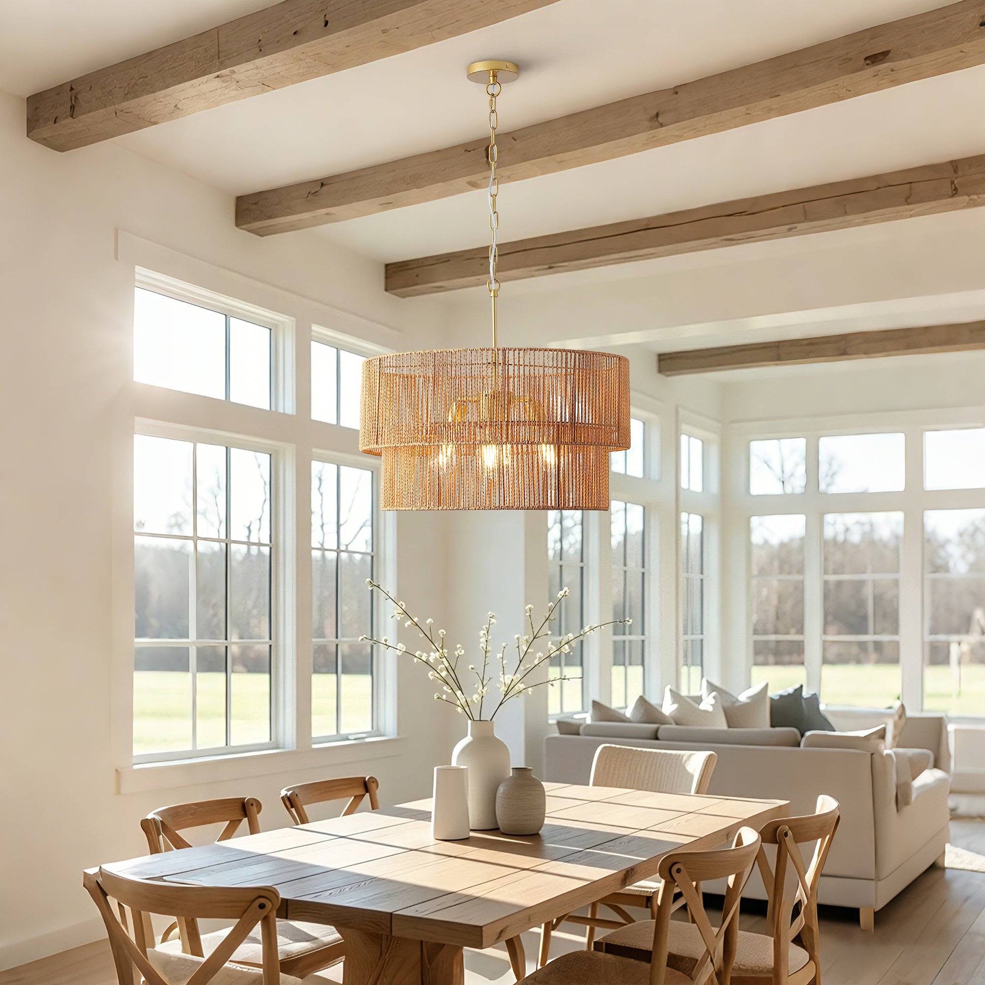 Runev Rattan Chandelier