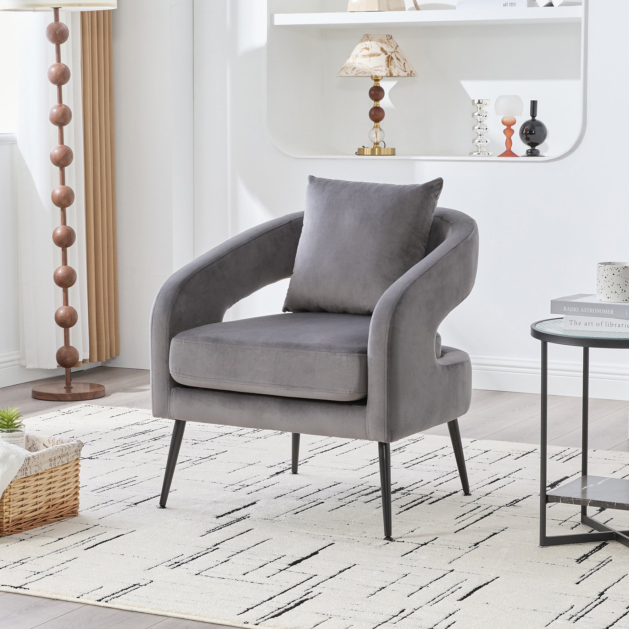 Per Barrel Velvet Accent Chair
