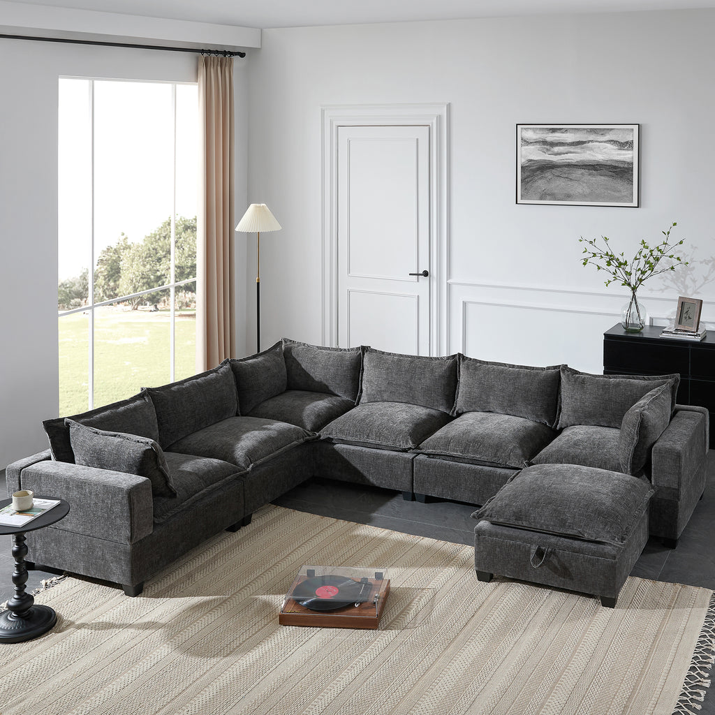 Fia 7-Piece Storage Sectional Sofa