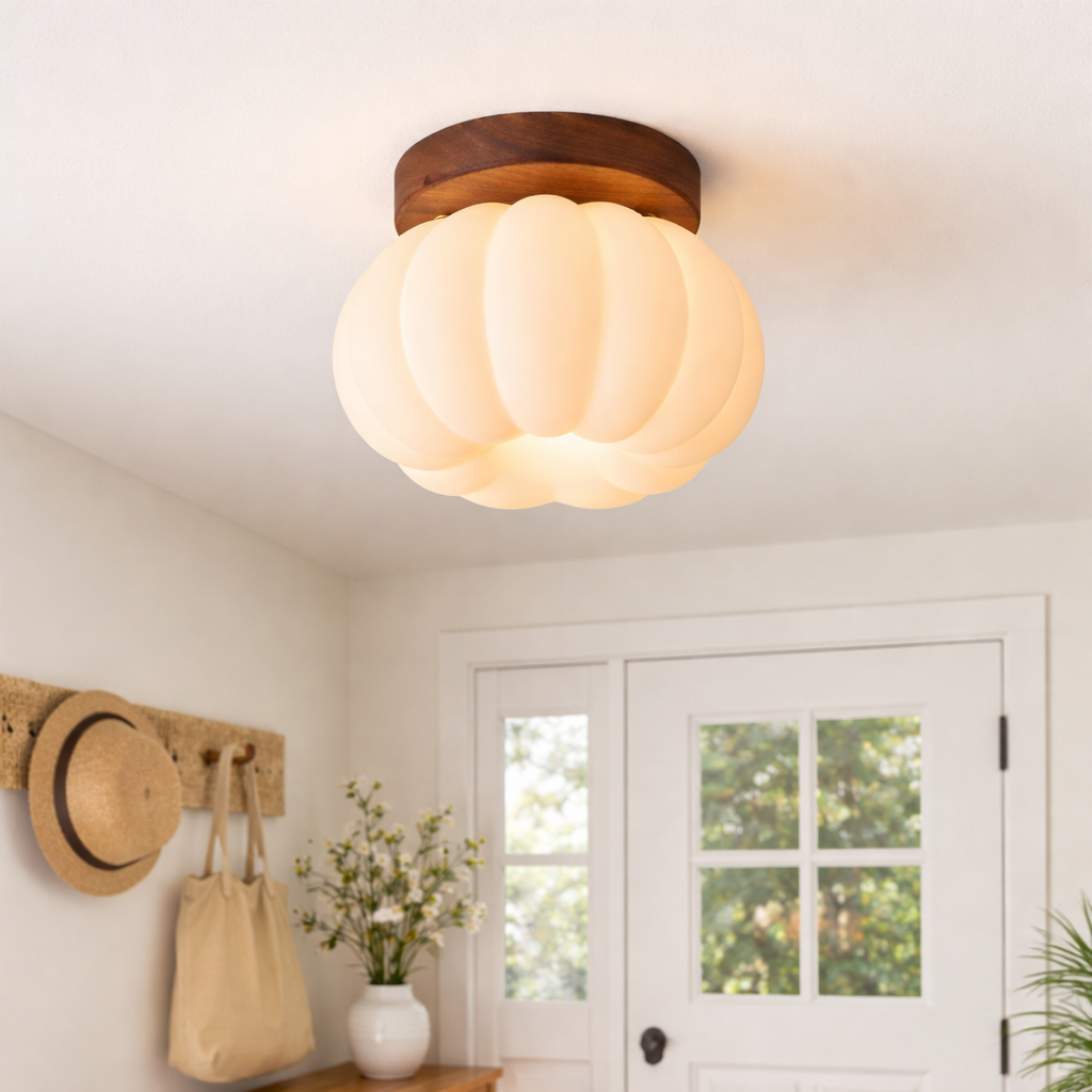 Græskarformet Overflademonteret Loftslampe