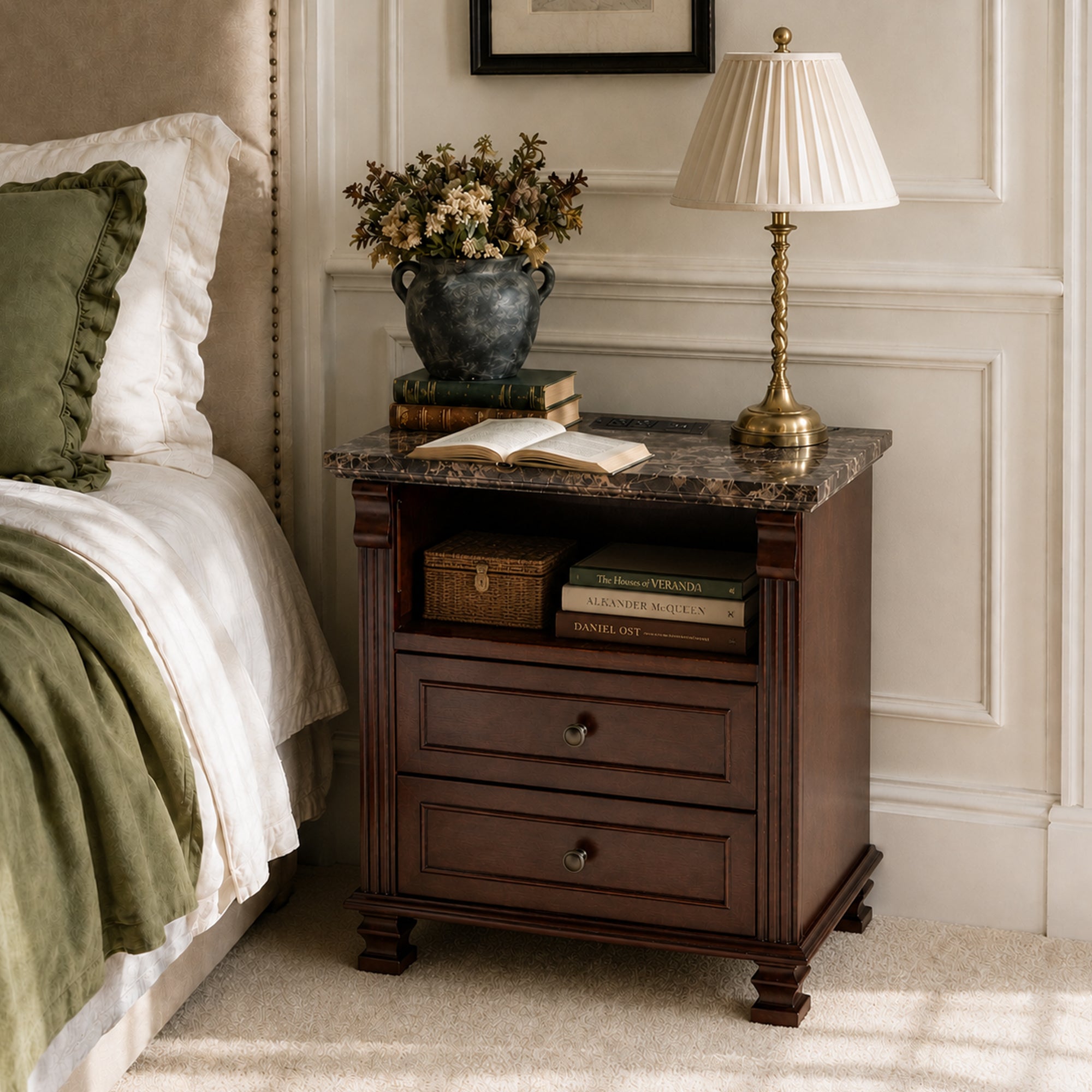 Njord Storage Marble Nightstand