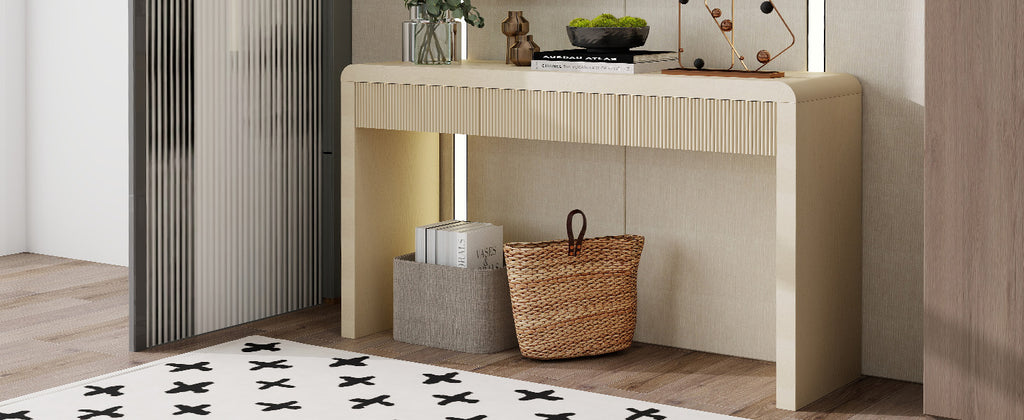 Lotte Fluted Solid Wood Console Table