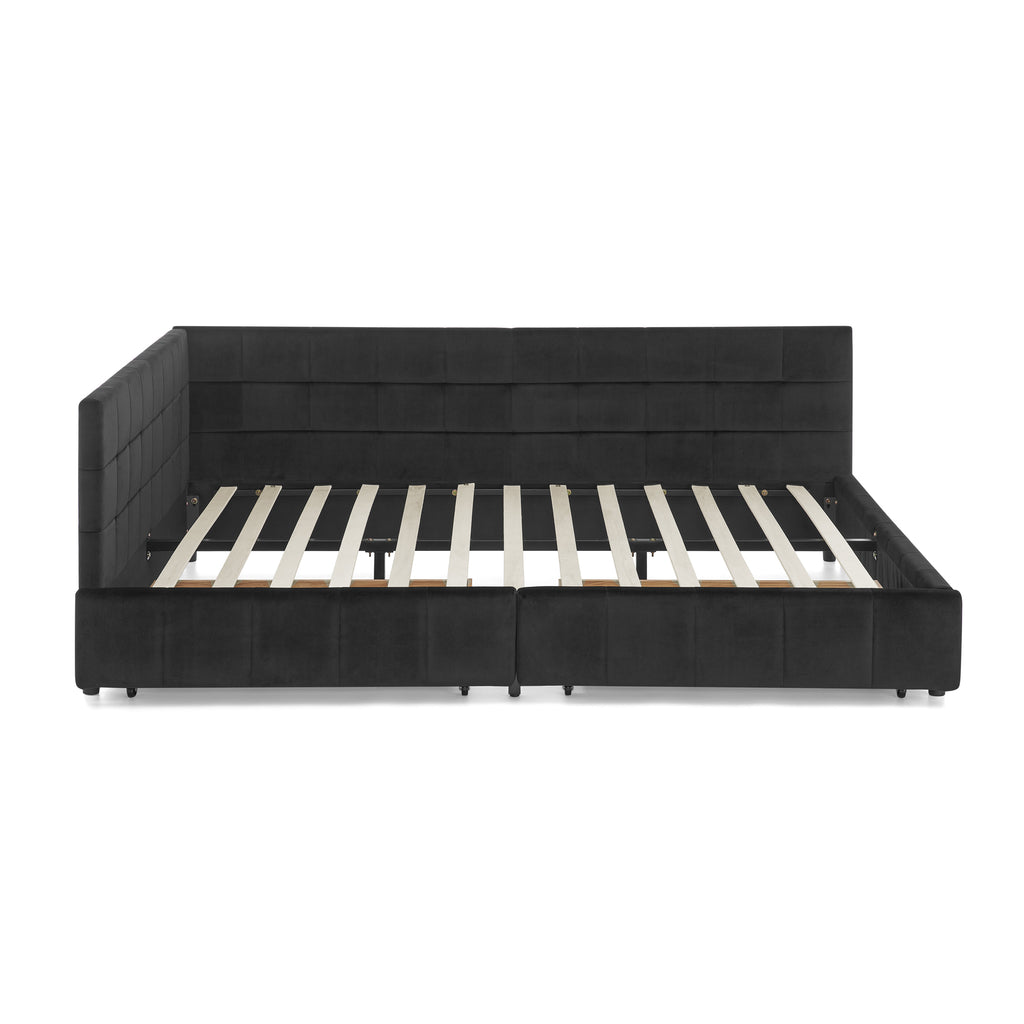 Jorun Storage Velvet Queen Bed Frame