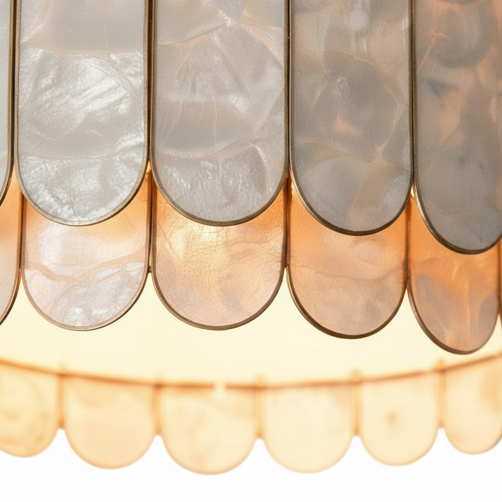 Madelyn Capiz Shell Ceiling Lamp - Shell Detail Close-up