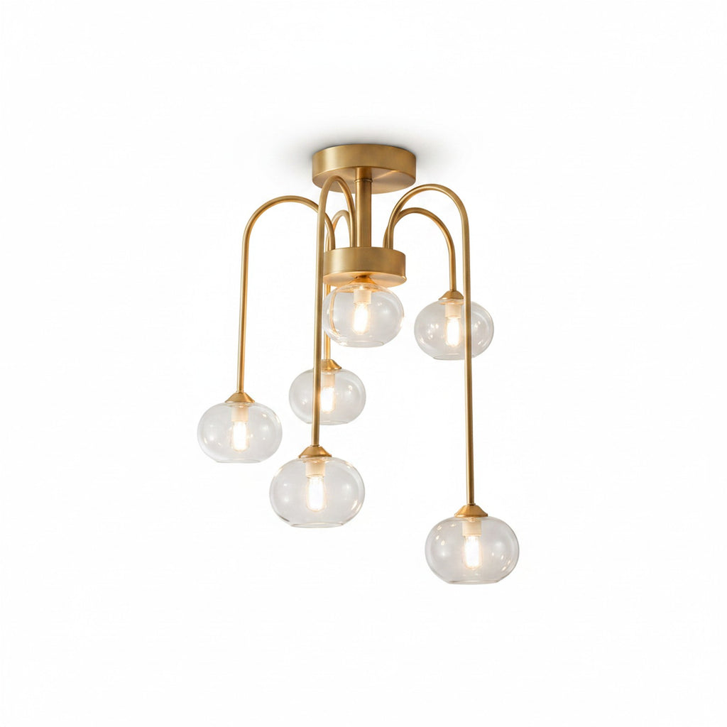 6 Light Swirl Glass Flush Mount on white background