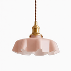 Crèmekleurige Hanglamp met Bloemvormige Glaskap