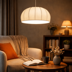 Pendant lamp with silk shade for living room