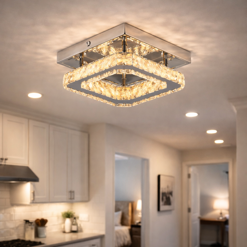 Dimmable Crystal Ceiling Light with LED