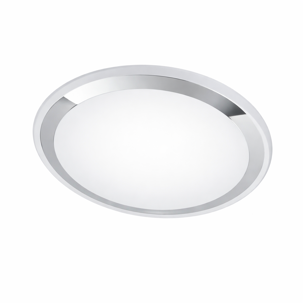 Rund LED-loftlampe med kromfinish