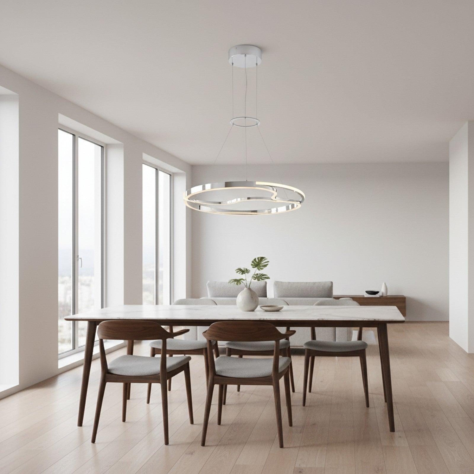 Minsk Single Round Chandelier Chrome - context in interior