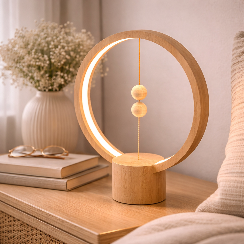 Rund Bordlampe Med Magnetisk Tænd/sluk Balance