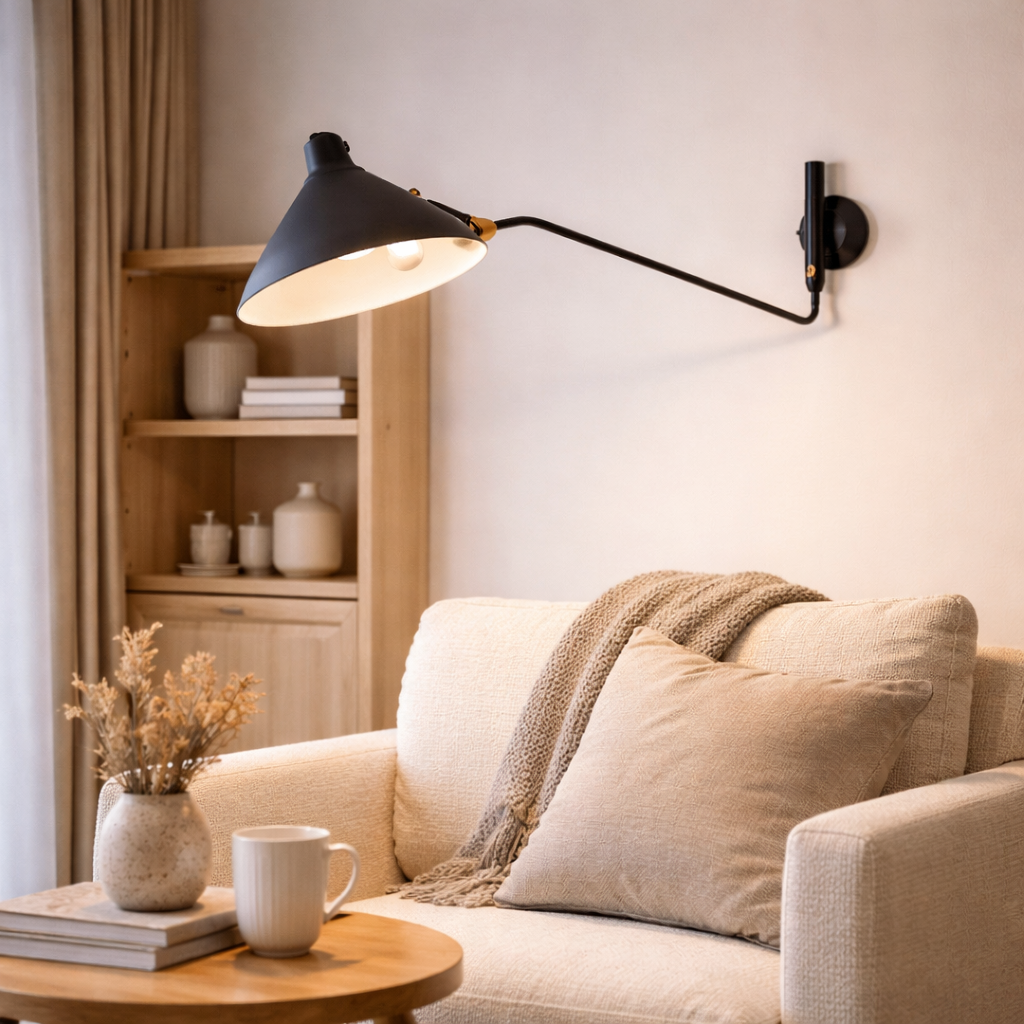 Minimalistische Wandlamp met Richtbare Lichtarm
