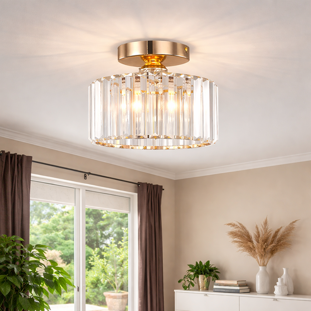 Kristallen Plafondlamp met Halfopbouw Montage