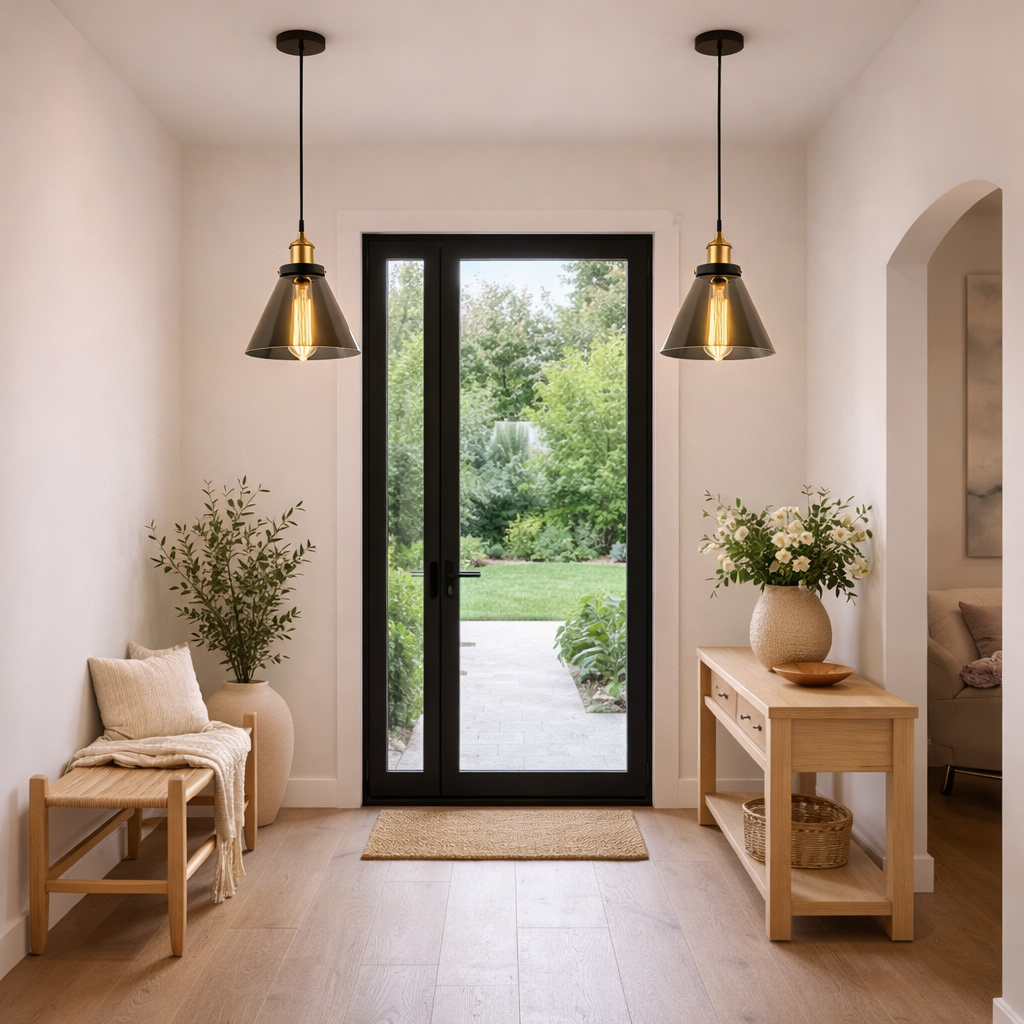 Pendellampe Med Røget Glas Og Moderne Udtryk