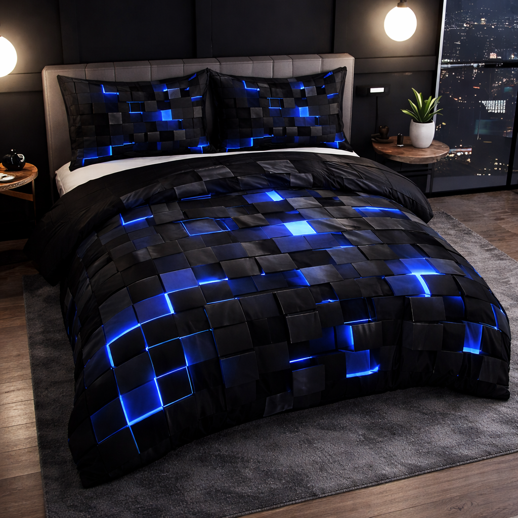 Duvet Cover Set with Geometric Line Design