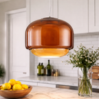 Bolvormige Hanglamp met Gekleurd Glasdesign