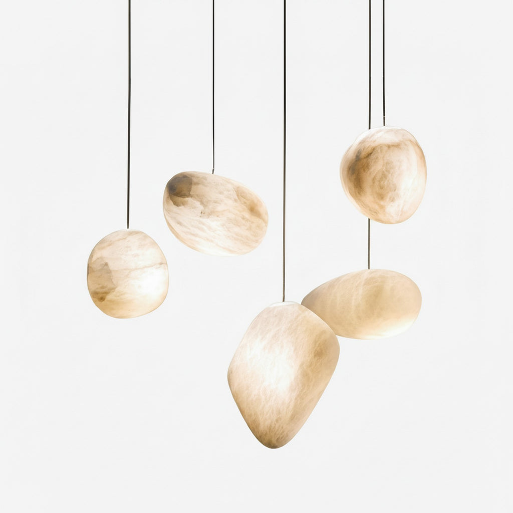 Pebbles Alabaster Pendant Lamp - Side Angle View