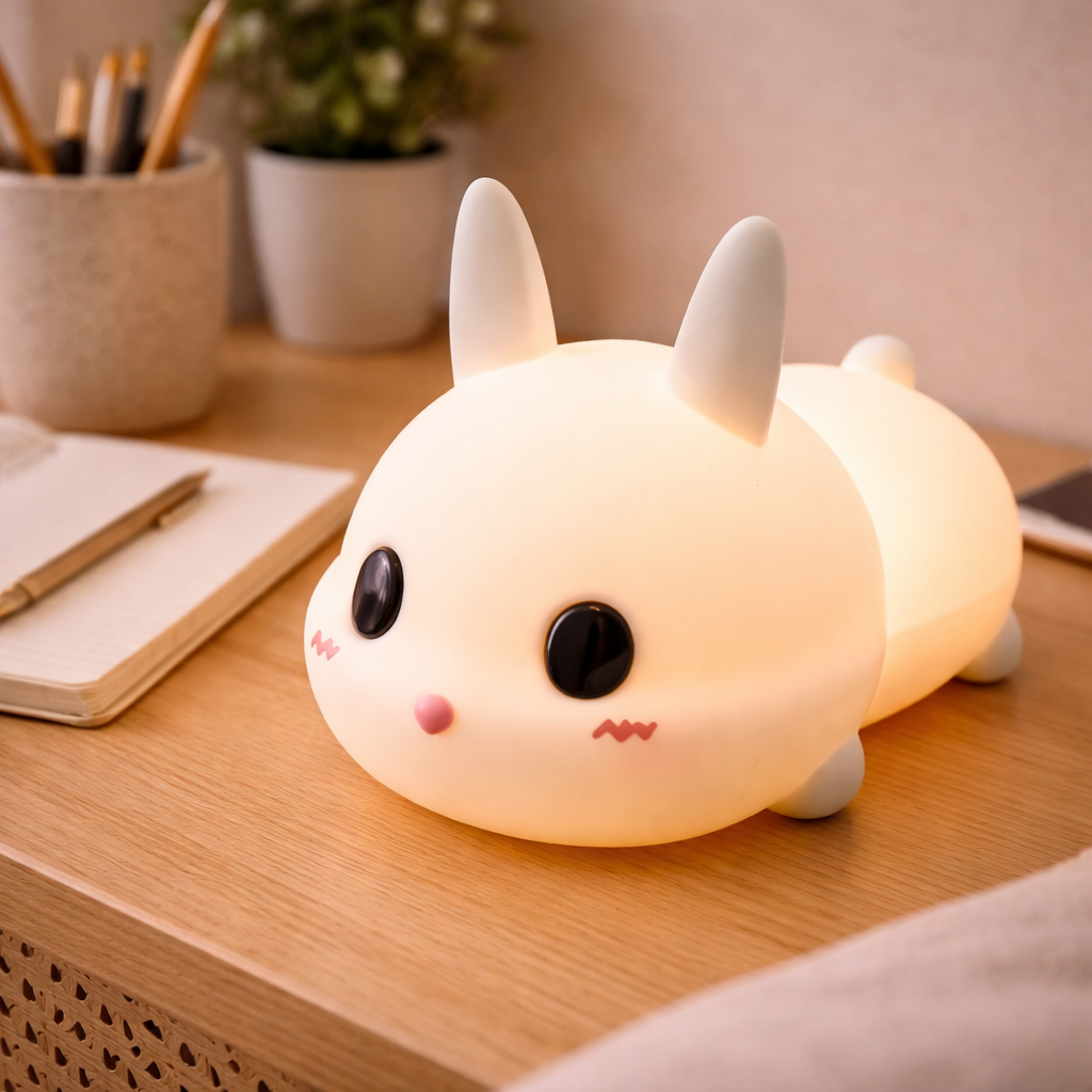 Children's Table Lamp In Rabbit Shape With Soft Light