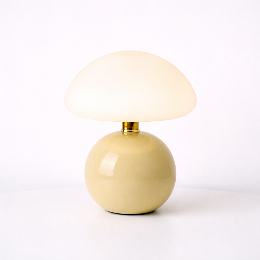 Svampeformet Bordlampe i Kremfarvet Finish
