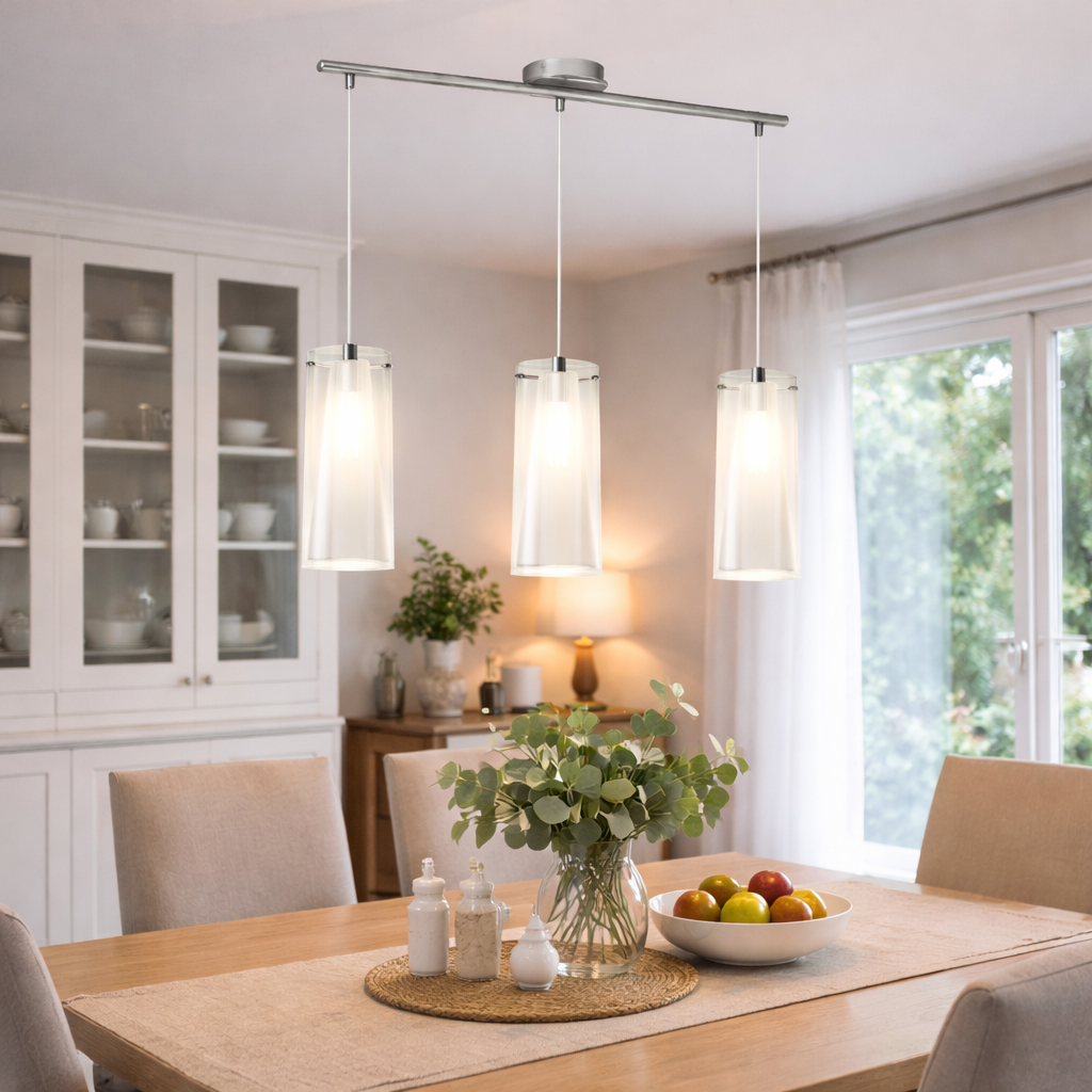 Witte Hanglamp Met Drie Lichtpunten