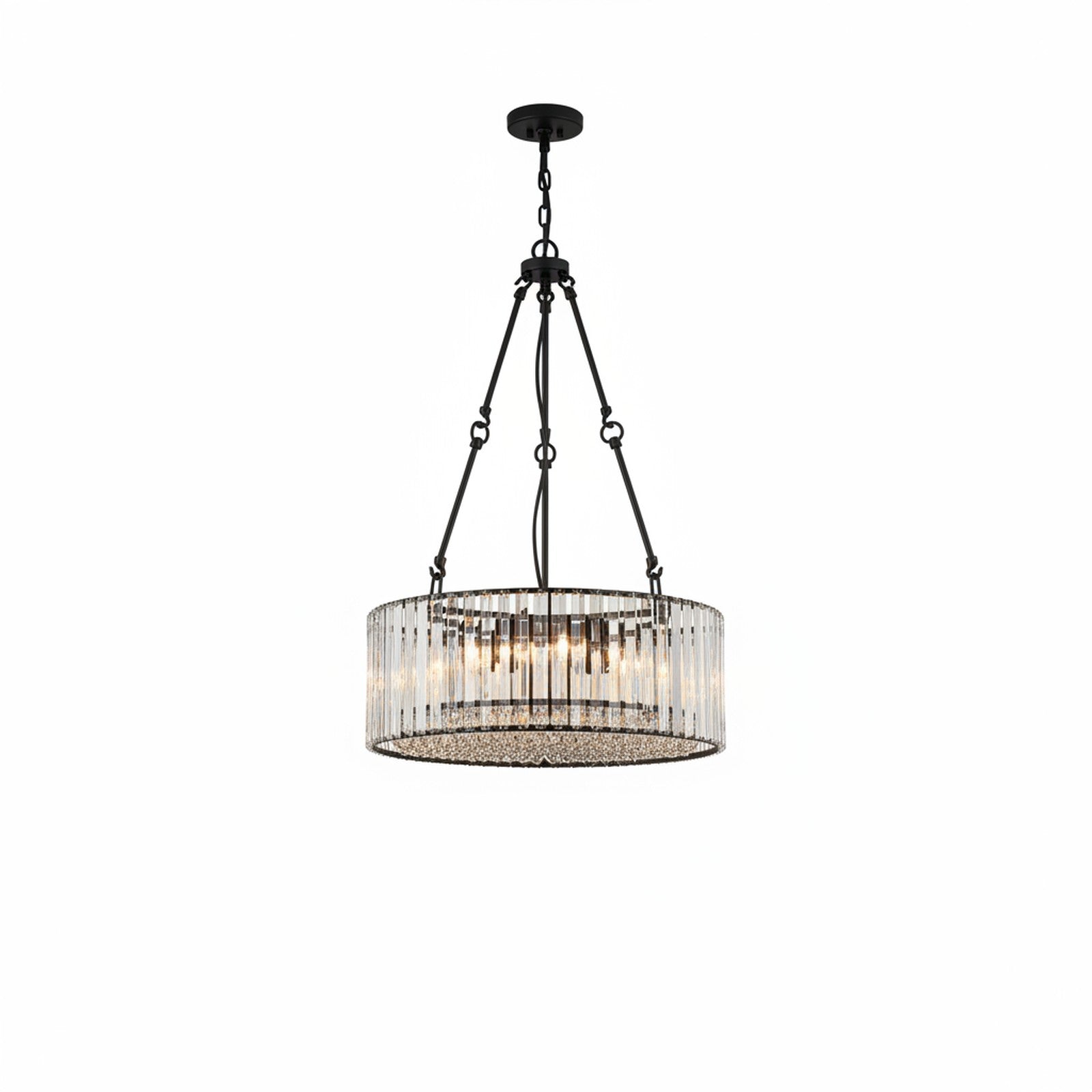 Black Crystal Chandelier with Adjustable Chain - Front View