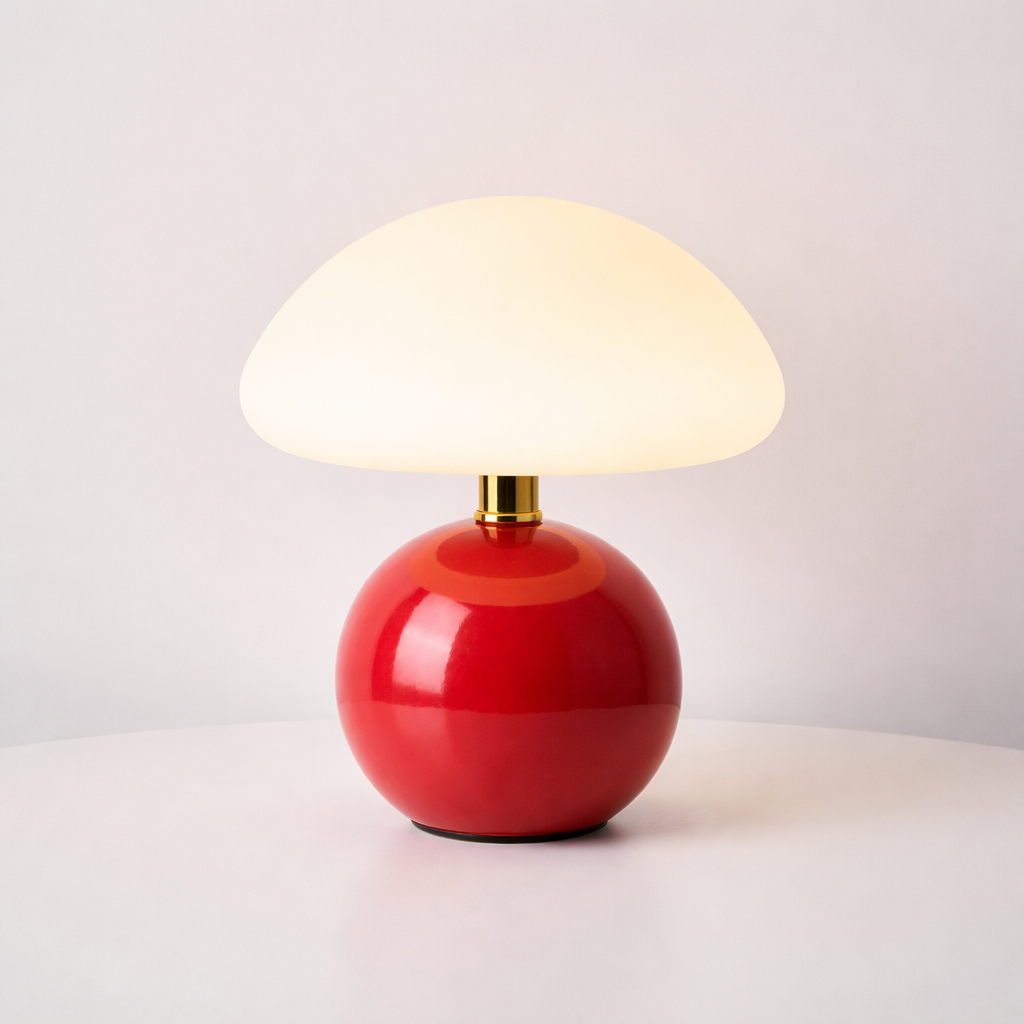 Svampeformet Bordlampe i Kremfarvet Finish