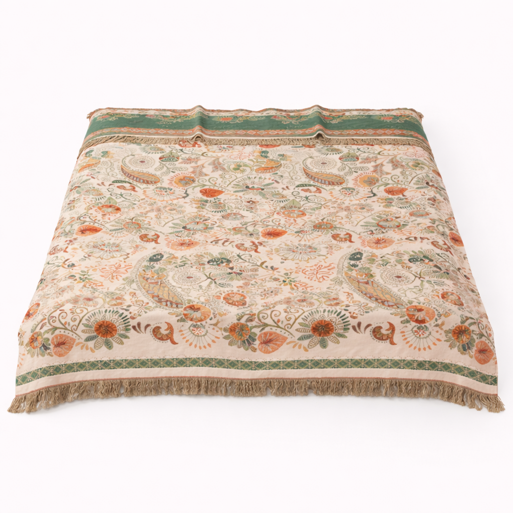 Reversible Throw Blanket with Autumn Leaf Pattern