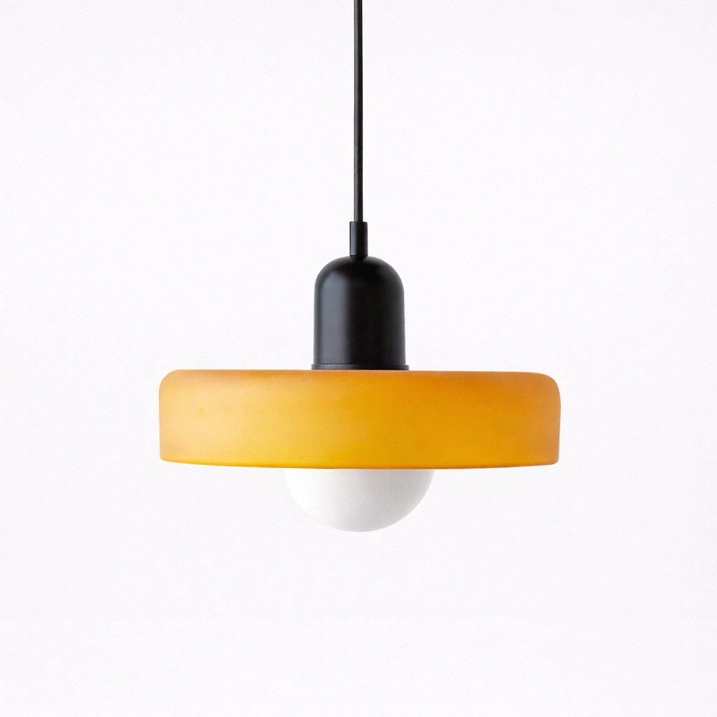 Mid-century pendant fixture with glass shade