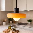 Mid-Century-Pendelleuchte mit Glasschirm