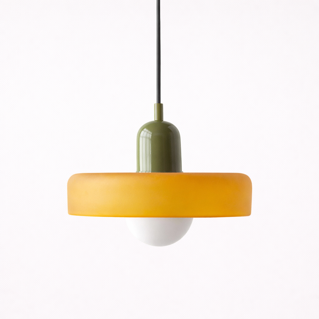 Mid-century pendant fixture with glass shade