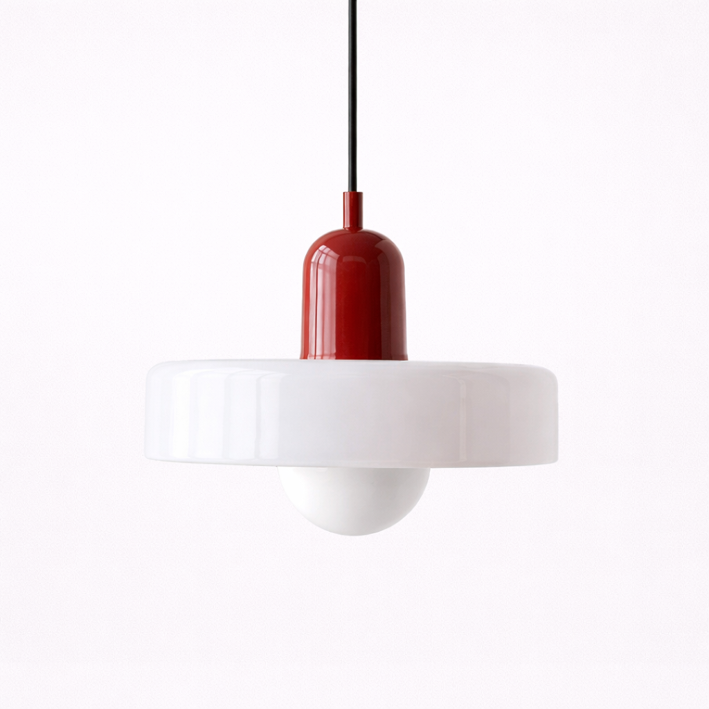 Mid-century pendant fixture with glass shade