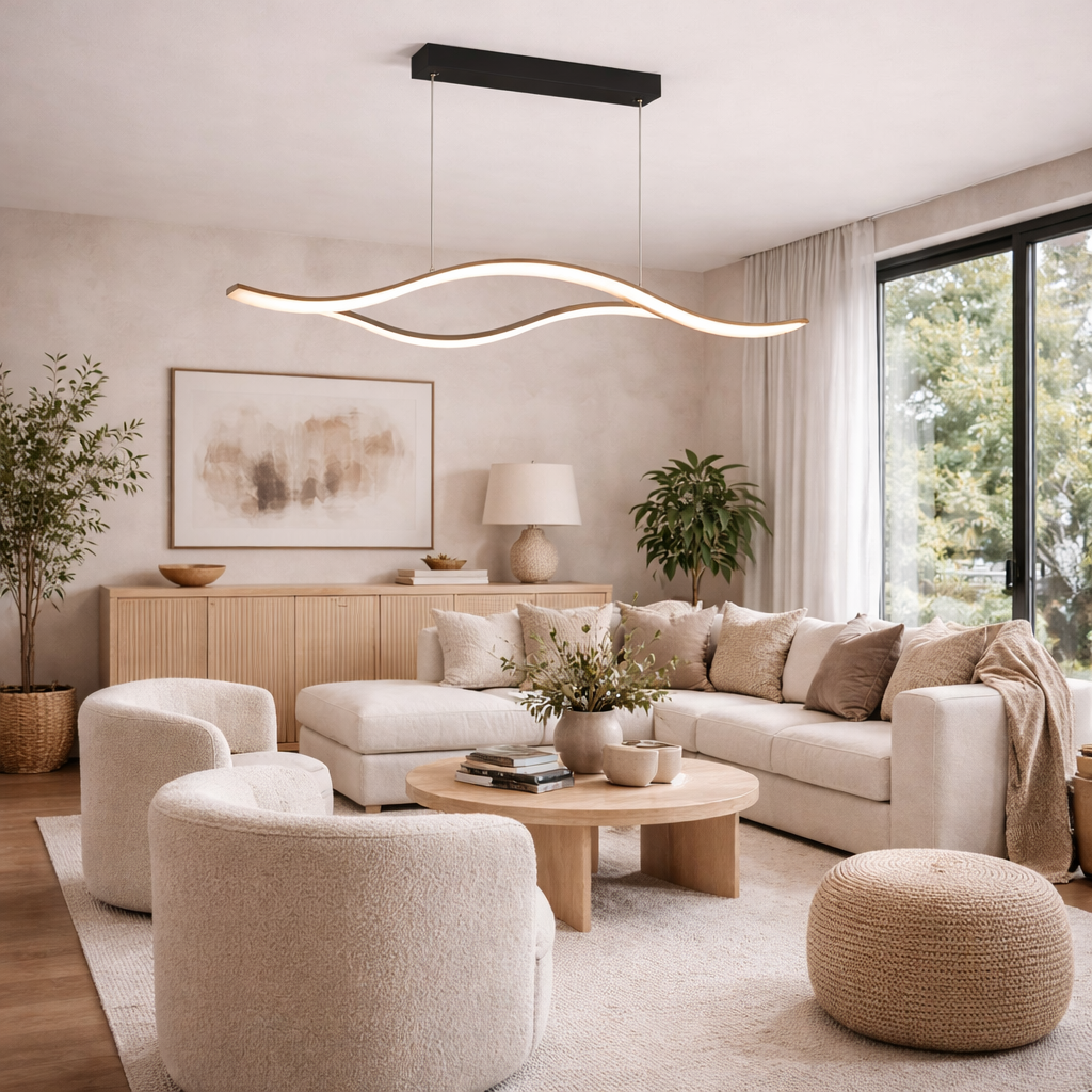Hanglamp Met Dynamische Golfvorm En Moderne Lichtlijn