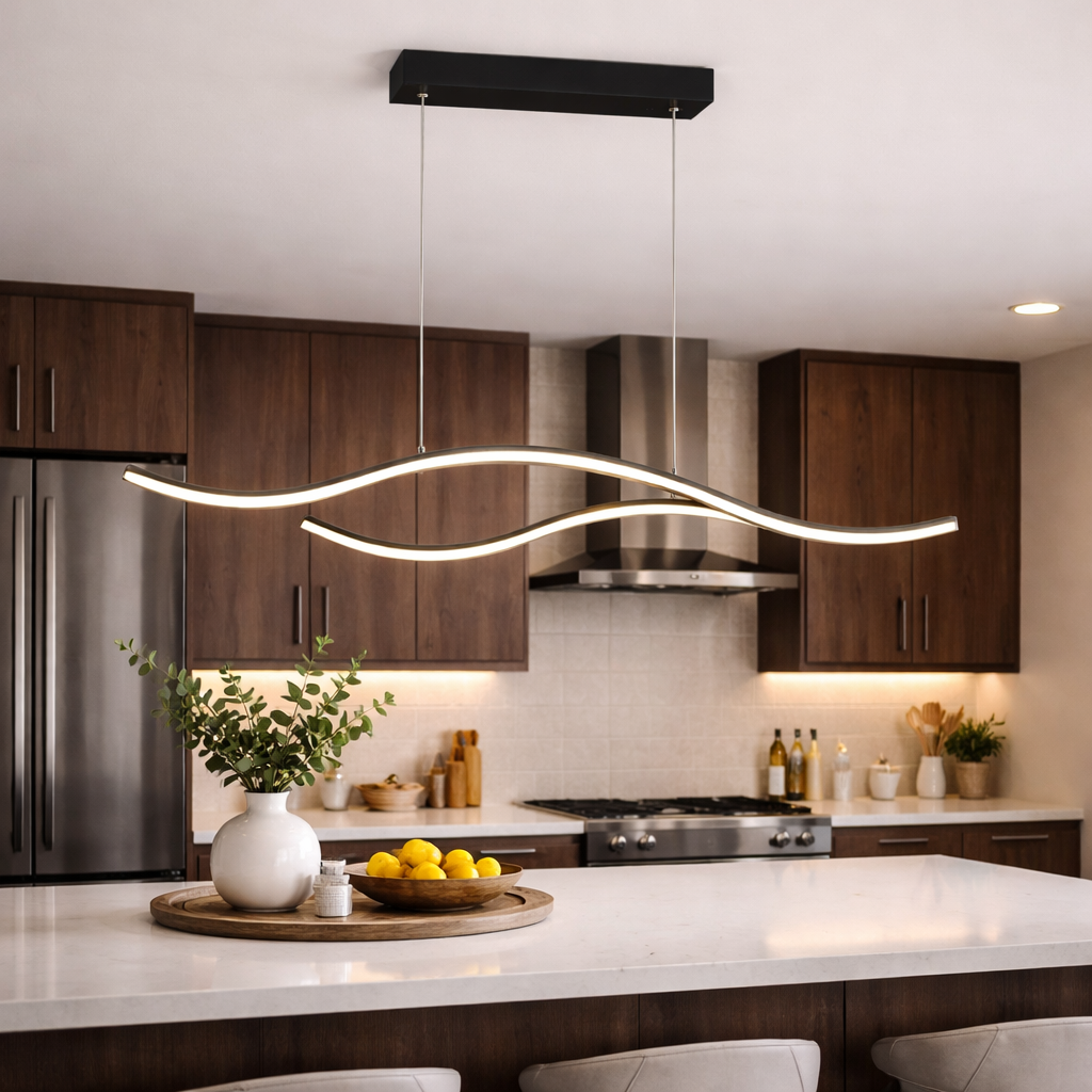 Hanglamp Met Dynamische Golfvorm En Moderne Lichtlijn