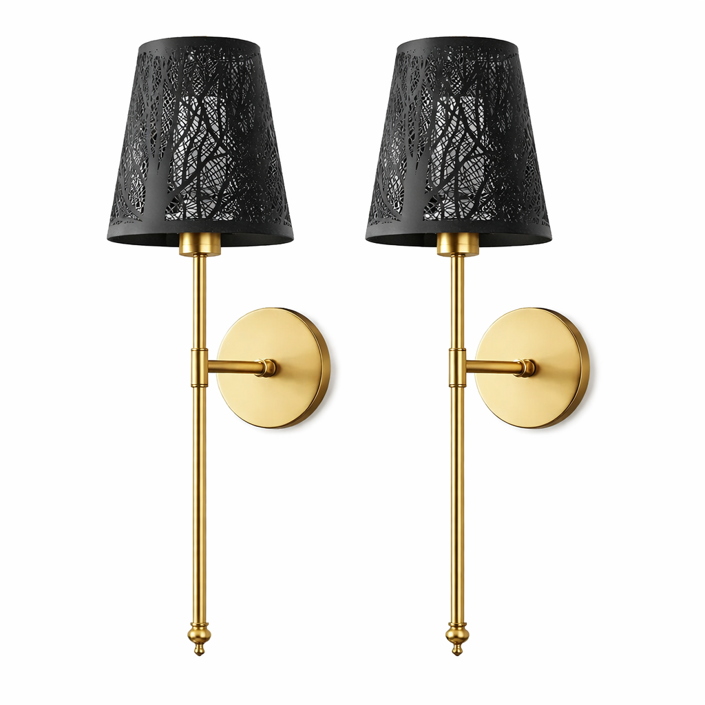 Sæt med 2 ledningsfri væglys med metalfinish