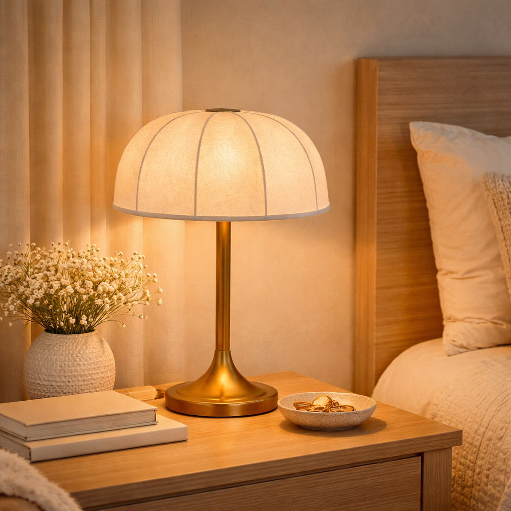 Tischlampe mit kompakter Bauweise und gerichteter Lichtbündelung