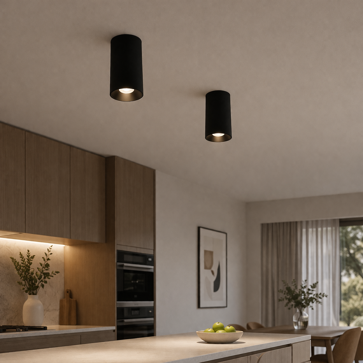 Overflademonteret LED-downlight med rund form og fokuseret lys